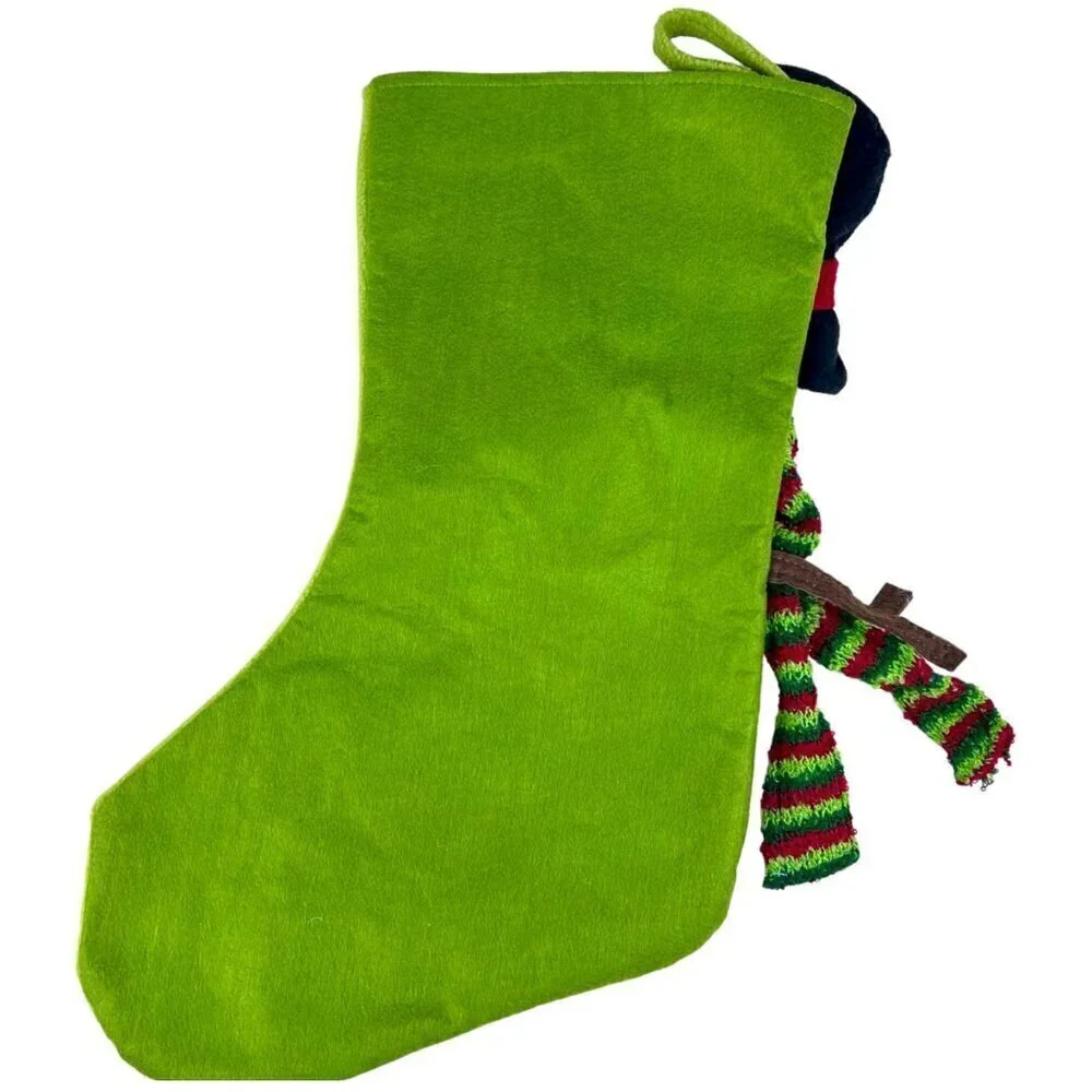 3D Puffy Fleece Snowman Scarf Cardinal Christmas Holiday Stocking Embroidered 17